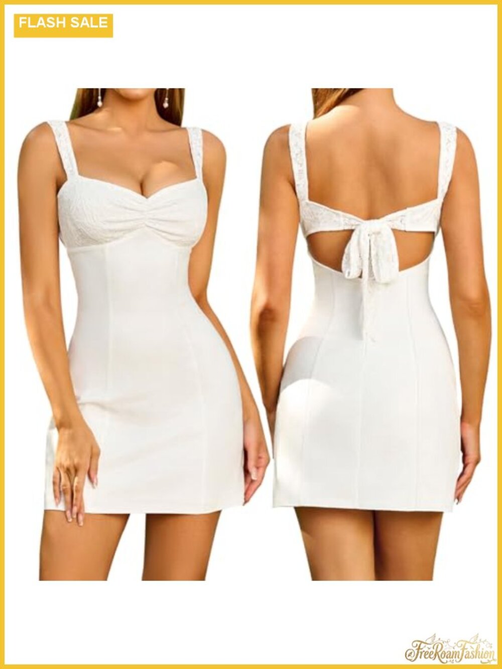 Lace Bow Tie Back A-Line Mini Dress